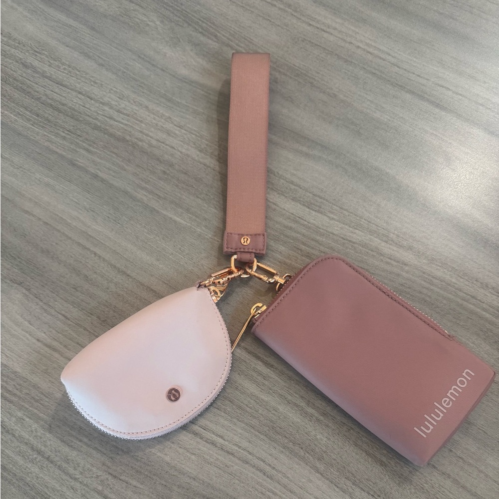 Lululemon Athletica Pink and Mink Berry wristlet wallet